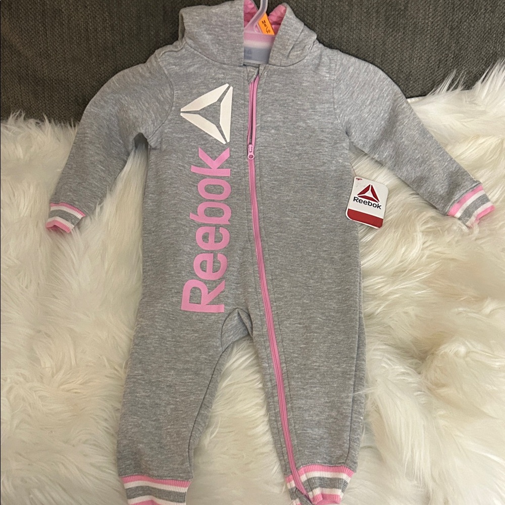 Reebok Kids Gray and Pink Footie
